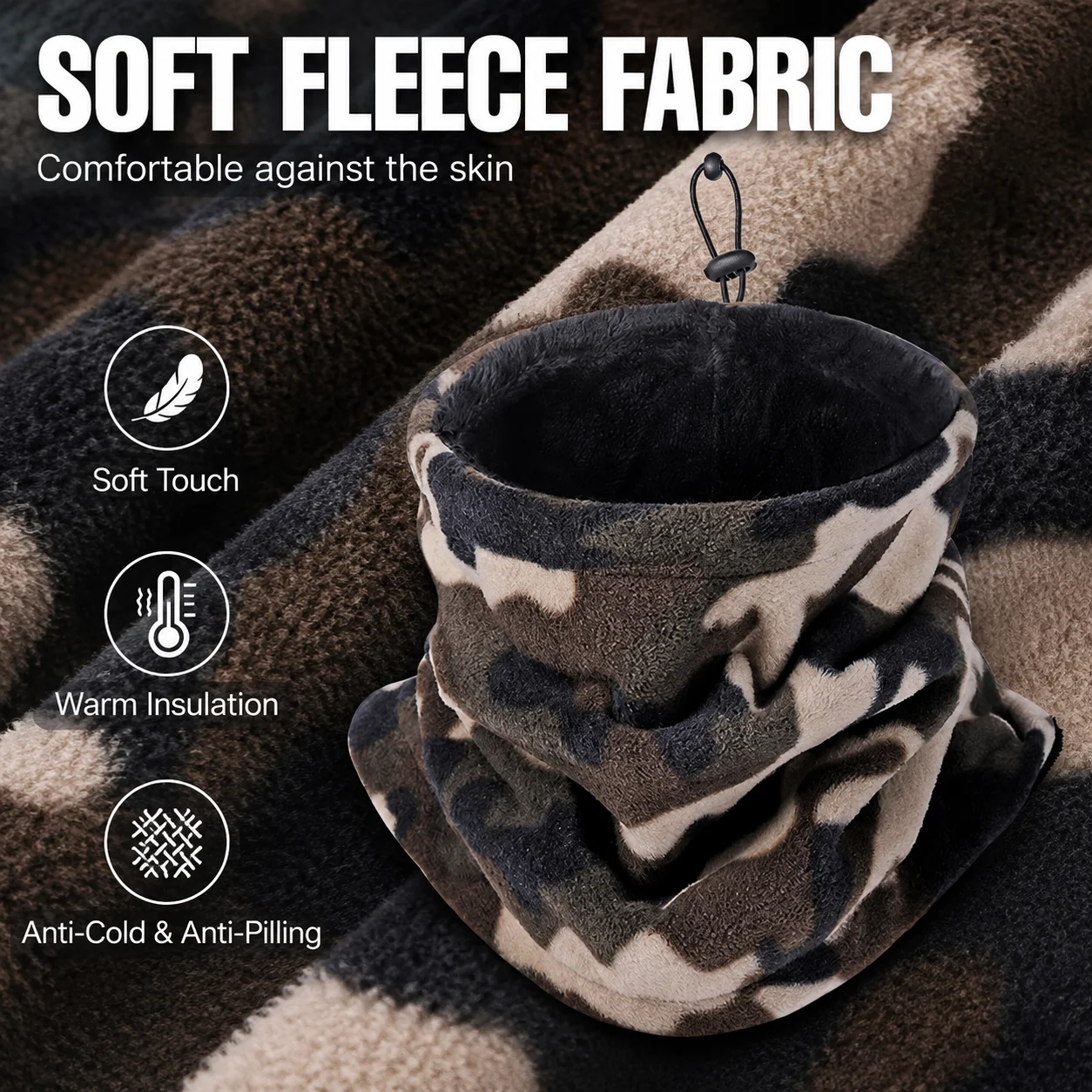 Fleece Neck Warmer Winter Face Mask Thick Thermal Scarf Windproof Balaclava Cycling Motorcycle Outdoor Camping Hiking Gear