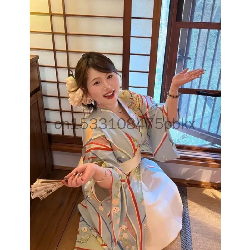 Women Modified Traditional Kimono Dress Furisode Yukata Japanese Style Hanfu Inspired Outfit Portrait Shooting Cosplay Photo Stu