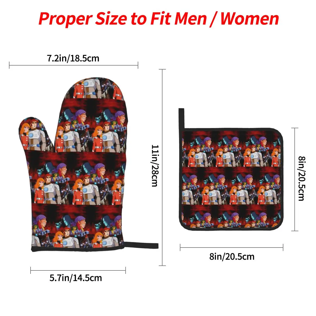 Comet Crew Accessories Captain Future Oven Mitts and Pot Holder Sets of 4 for Baking Cooking BBQ Resistant Non-Slip Gloves