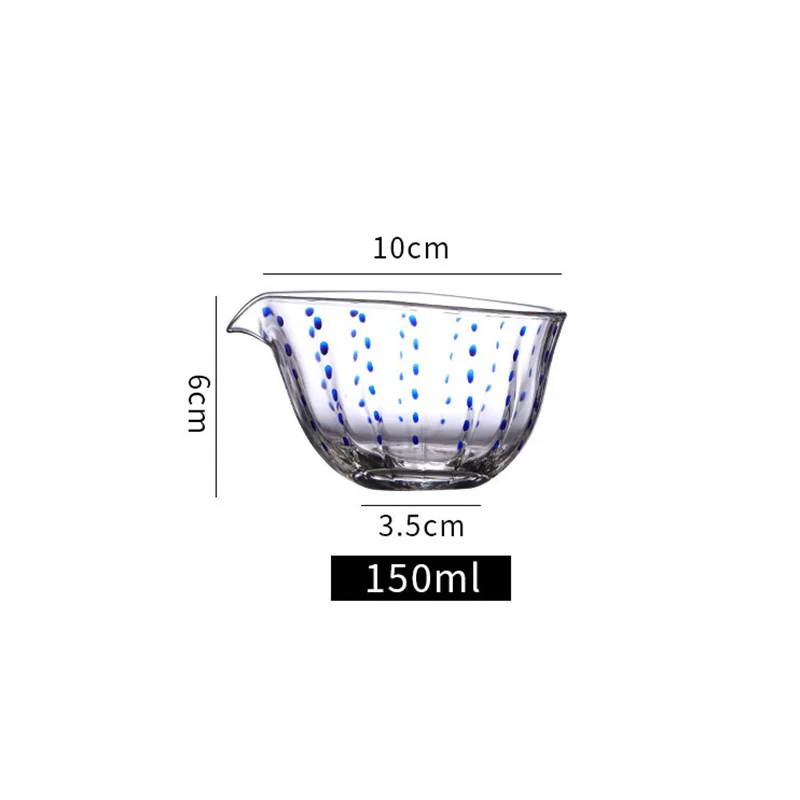 150ml Blue Fluorescent Dot High Borosilicate Heat Resistant Glass Fair Mug Tea Pitcher Chahai Tea Cup Kung Fu Tea Set Teaware