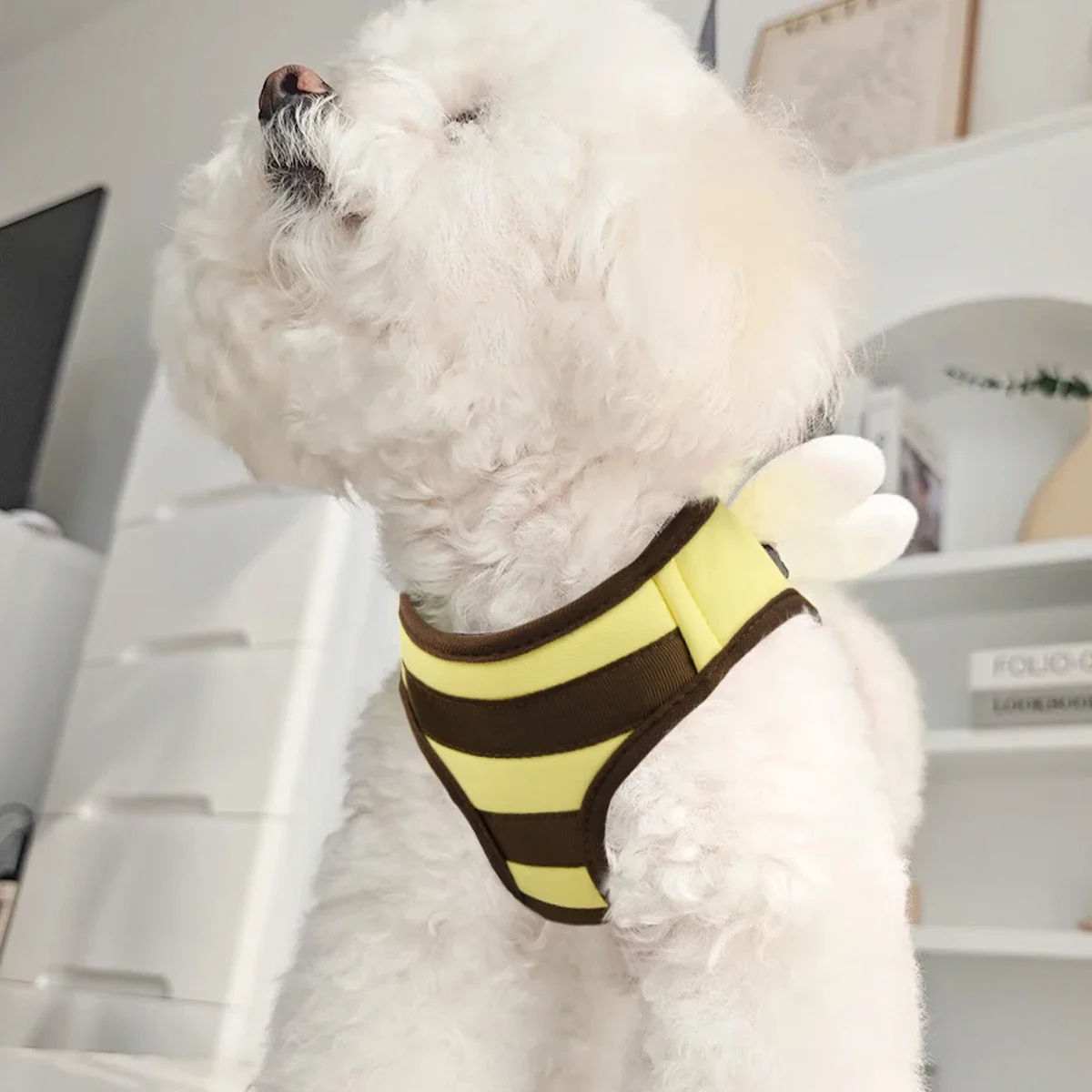 

[Popular Chioce] Small Dog Harness and Leash Step in No Chock No Pull Soft Mesh Bee Heart Wing Cute Design With Secure Zinc Allo