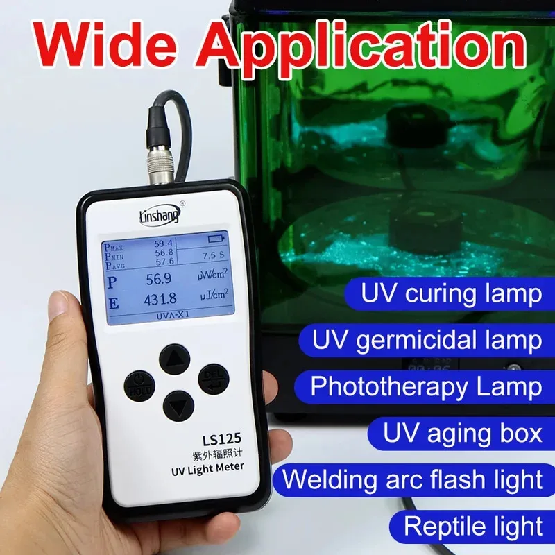 Uv Light Meter Radiometer Digital Ultraviolet UVA UVB UVC UVV Blue Intensity Meter Multi Probe LS125