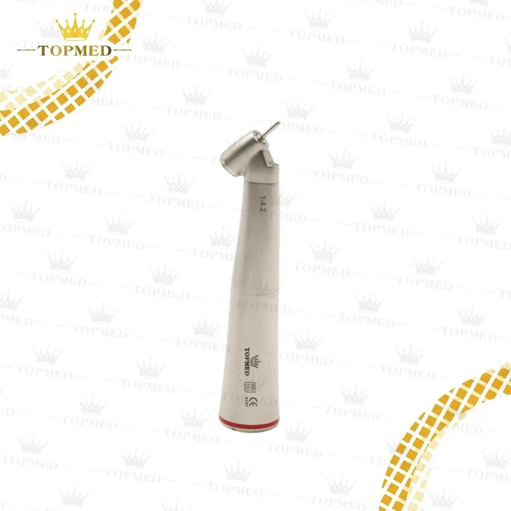 

Contra Angle Red Fiber Optic 1:4.2 45 Angle Head Increasing High Speed Handpiece 4 Way Spray Internal Water System