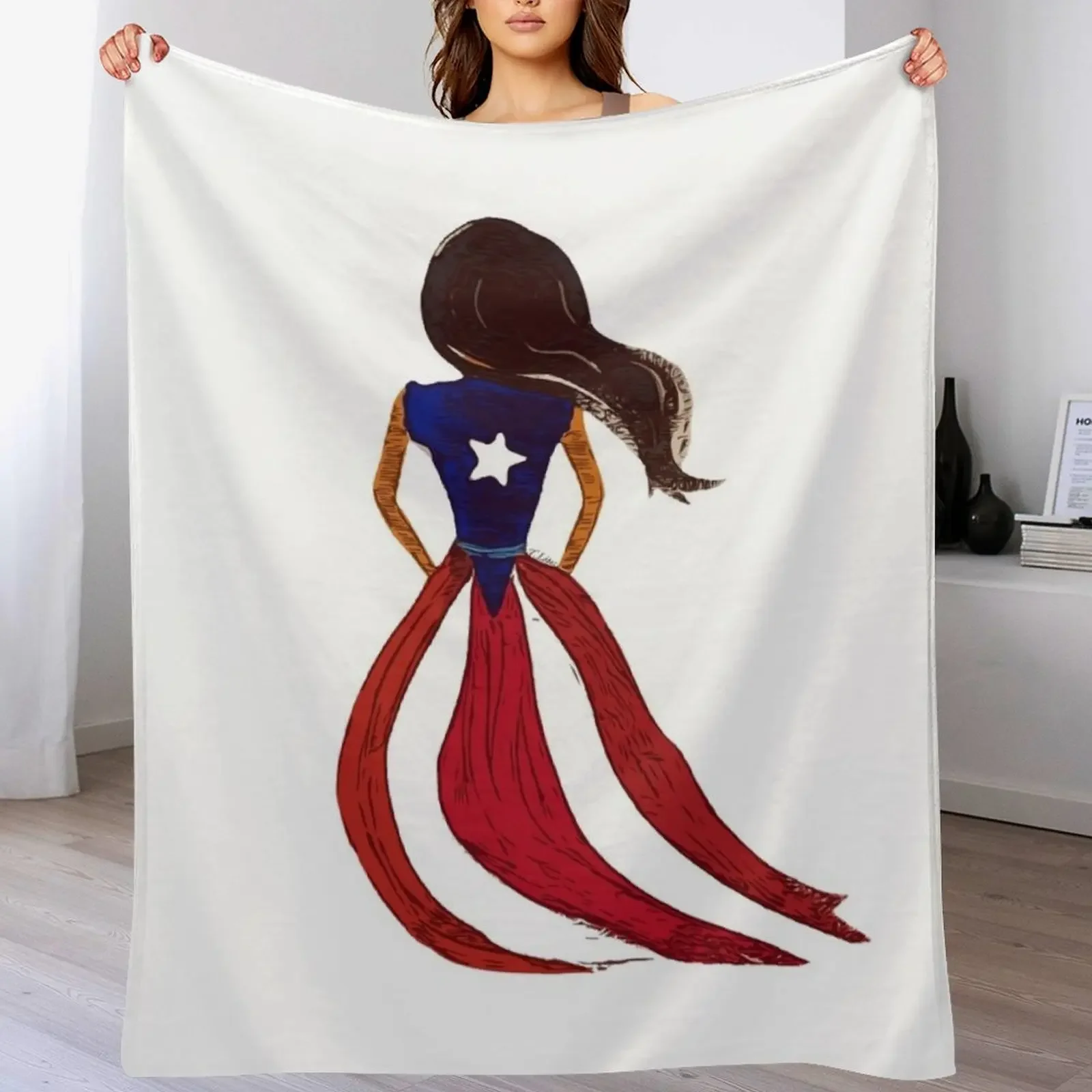 

Nia Boricua | Boricua Girl Throw Blanket Sofa Bed linens Extra Large Throw Camping Blankets
