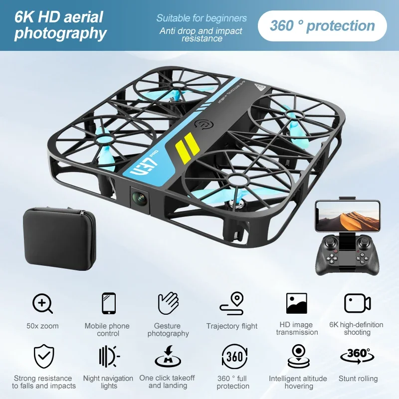 V37 Mesh tasca completamente protettiva Mini Drone fotografia aerea 6K modello di aereo telecomando aereo giocattolo per bambini