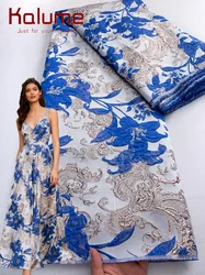Kalume 2025 Tulle Gilding Jacquard Fabric African Jacquard Lace Fabric High Quality For Sew Party Wedding Dress 5Yards F4329