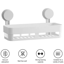 Shower Suction Cup Shelf Basket Punch-Free Wall Mounted Storage Rack Draining Basket Holder for Bathroom Holder Rack