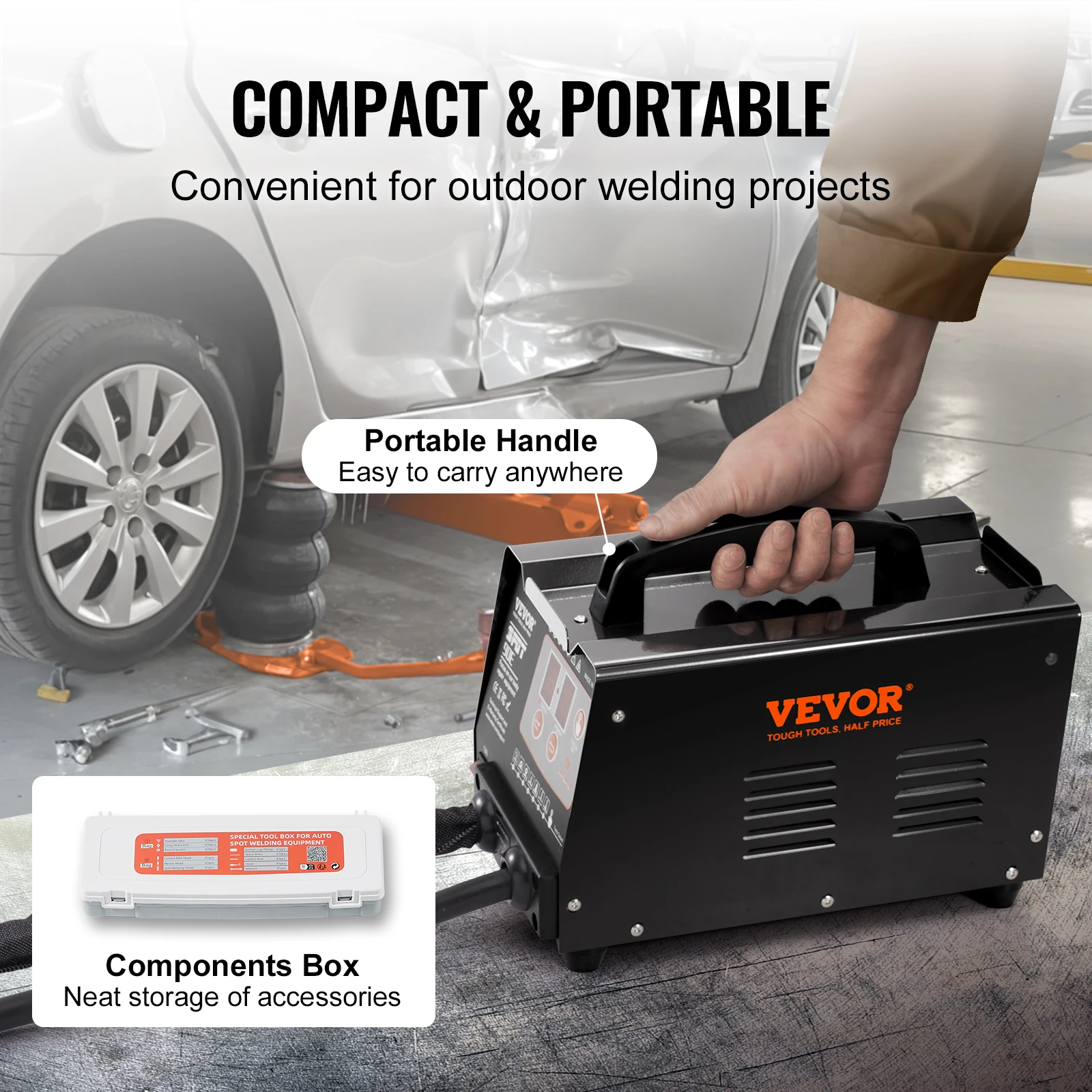 SucceBuy Stud Welder Dent Repair Kit 3KW Car Dent Puller w/ Auto/Manual Welding 7 Versatile Modes Auto Body Spot Welding Machine