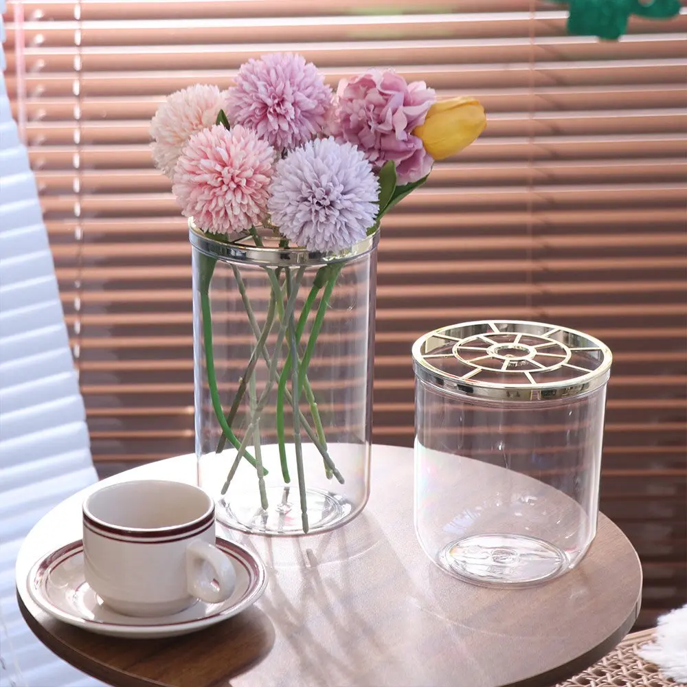 Creative Flower Arrangement Bottle Thickened Unbreakable Hydroponic Flower Vase Simple Smooth Surface Plastic Flower Vase