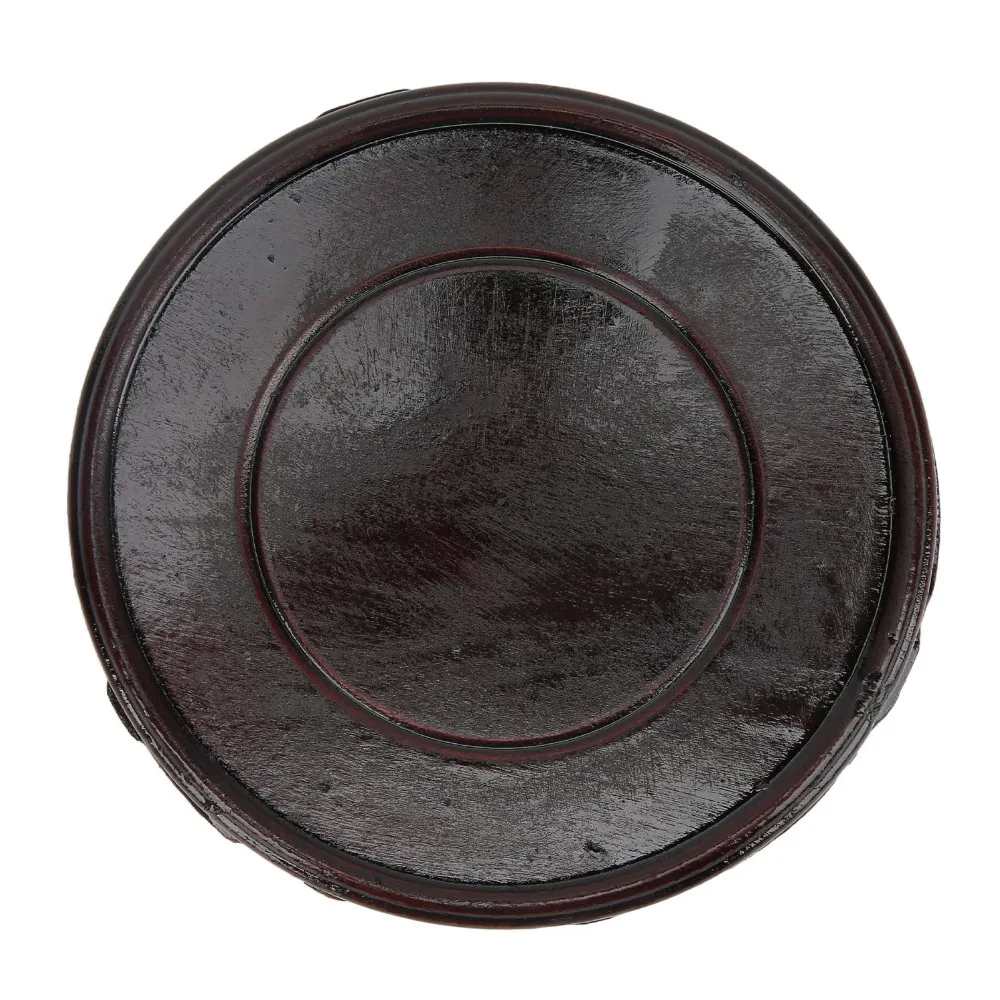 Pedestals Round Wooden Display Stand Carved Height 2.5 cm Round Wooden Base Wood Black Oriental Display Stand Vase Display
