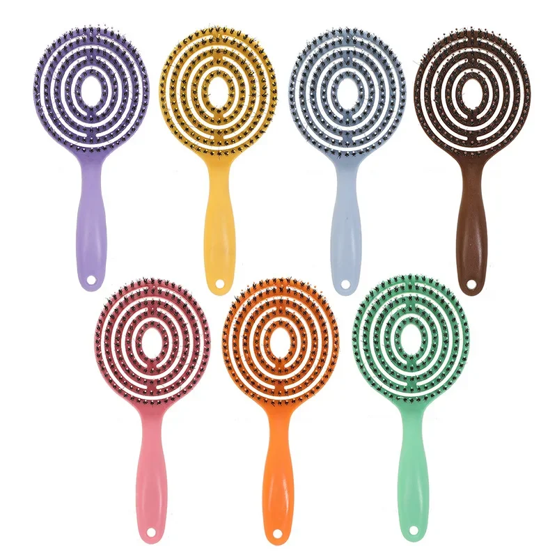 New Hollow massage comb Multicolor Hollow Circular Hair Brush - Scalp Massage & Detangling Comb for Smooth Hair Styling