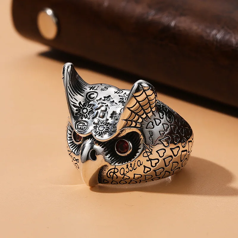 

Owl men's ring hip hop cool exaggerated single index finger ring punk dark wind European and American style ring