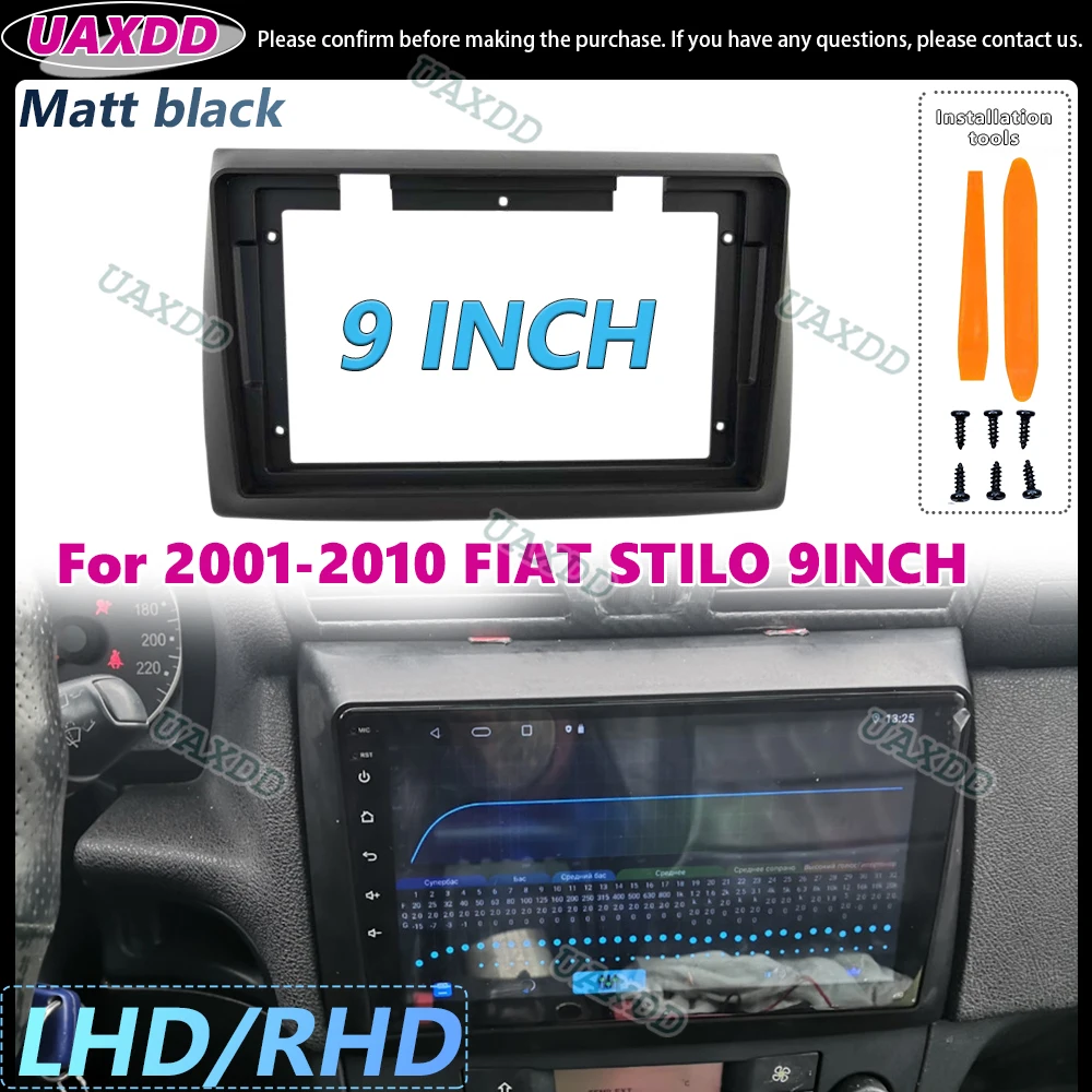 UAXDD para FIAT STILO 2001-2010 marco de 9 pulgadas Radio Multimedia Panel de coche soporte de montaje Fascia adaptador de placa Cable decodificador Canbus GPS