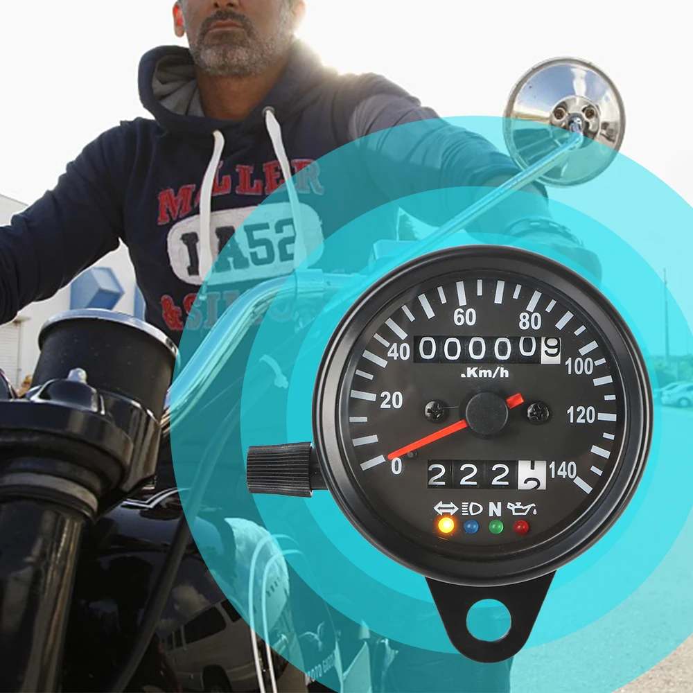 ไฟแสดงสถานะแบ็คไลท์พร้อมไฟสัญญาณ LED เครื่องวัดระยะทางสําหรับ Cafe RACER รถจักรยานยนต์ Universal 12V รถจักรยานยนต์ Speedometer