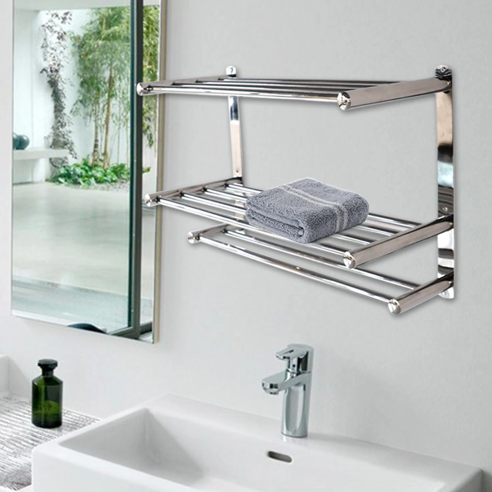 Wall Mounted Towel Rack, Stainless Steel Towel Rack, Modern Silver Towel Rack Suitable for Mounting In the Kitchen, Bathroom,
