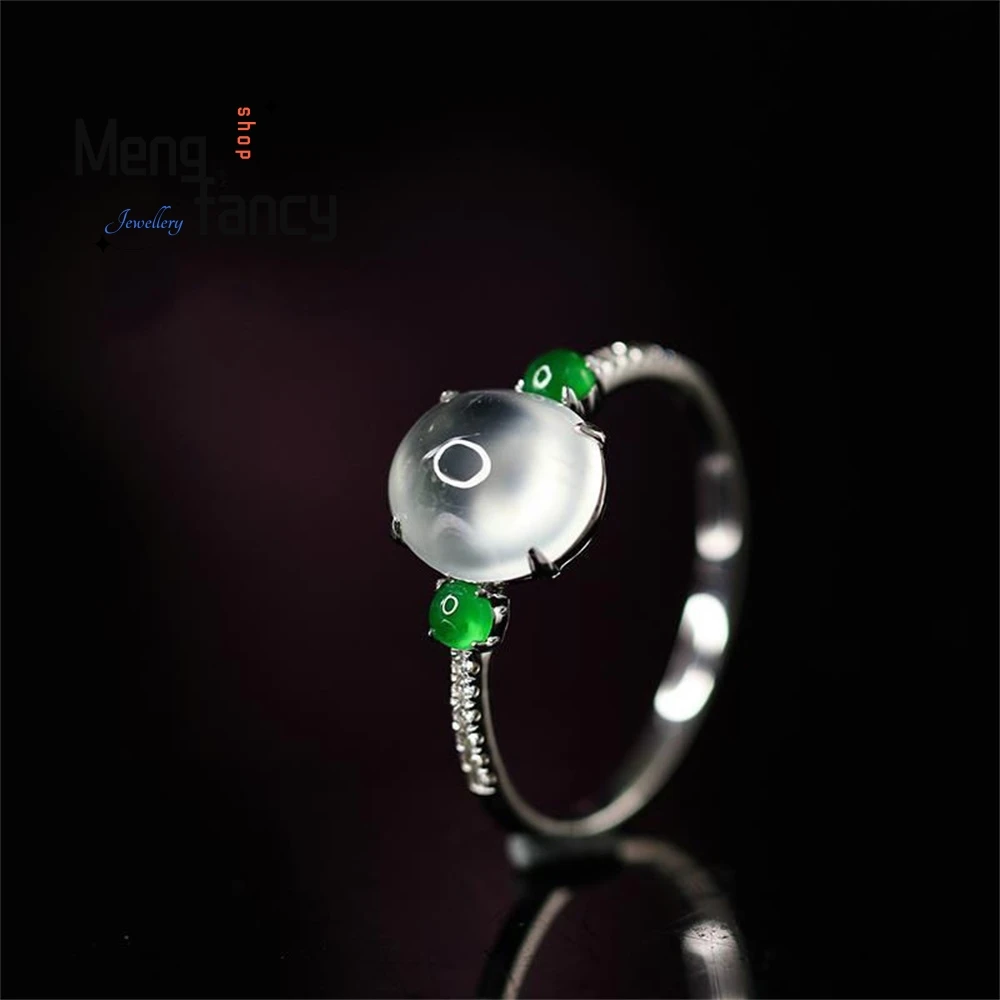 

Silver Elegant And Pure Chalcedony Glass Type Small Egg Face Ring Is A Fashionable And Versatile Gift For Women Fashion Jewelry