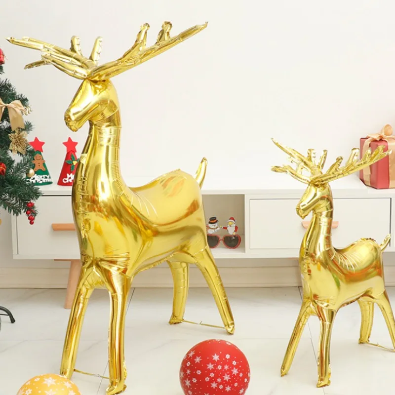 4D Christmas Reindeer Sled Foil Balloon Large 122cm Aluminum Festive Decorations for Party Supplies Holiday Home Decor Xmas Gift - Image 2