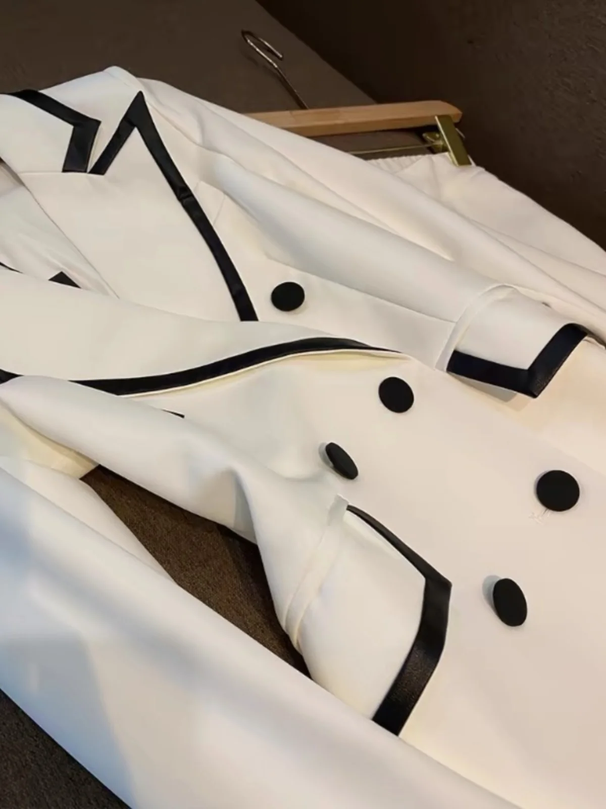 White Suit Set Women\'s Casual Fashion Workwear Spring Autumn Two-Piece Long Sleeve Long Pants Professional High-End Feeling