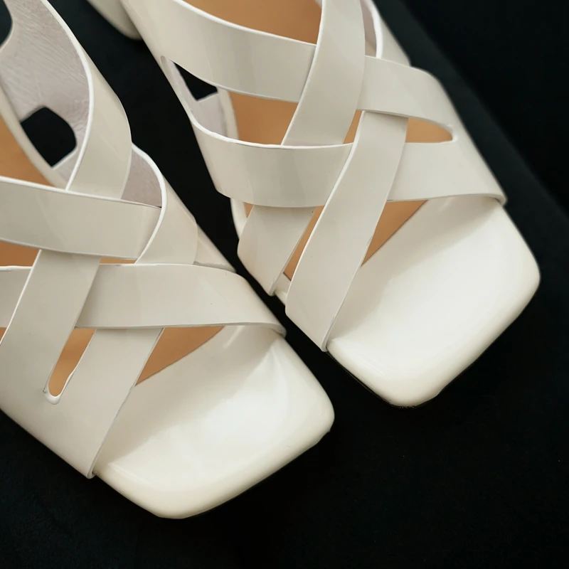 Women's new summer genuine leather, sheepskin,patent leather high heels, loose grip, open toed fish mouth shoes, fashion sandals - view 4