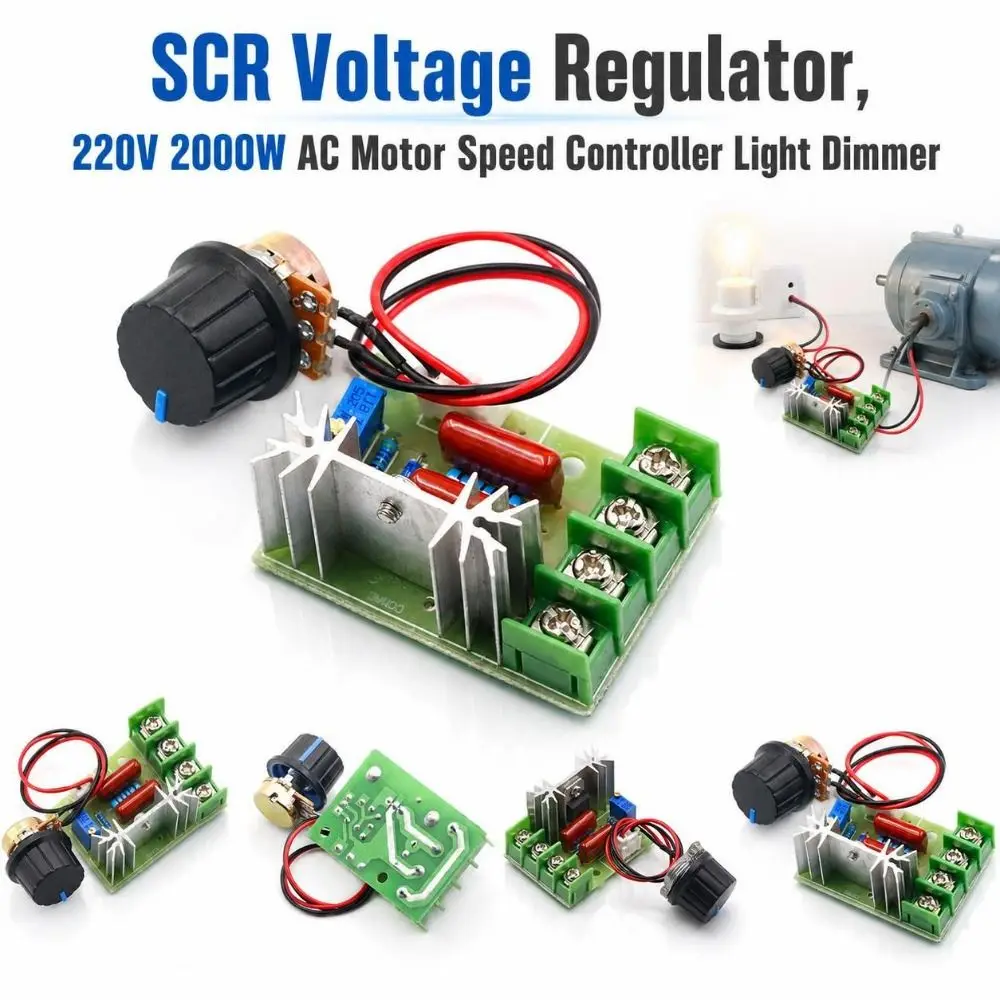 220V SCR Voltage Regulator 2000W with Remote Controller AC Motor Speed Controller Thyristor Dimmer External Light Dimmer Switch