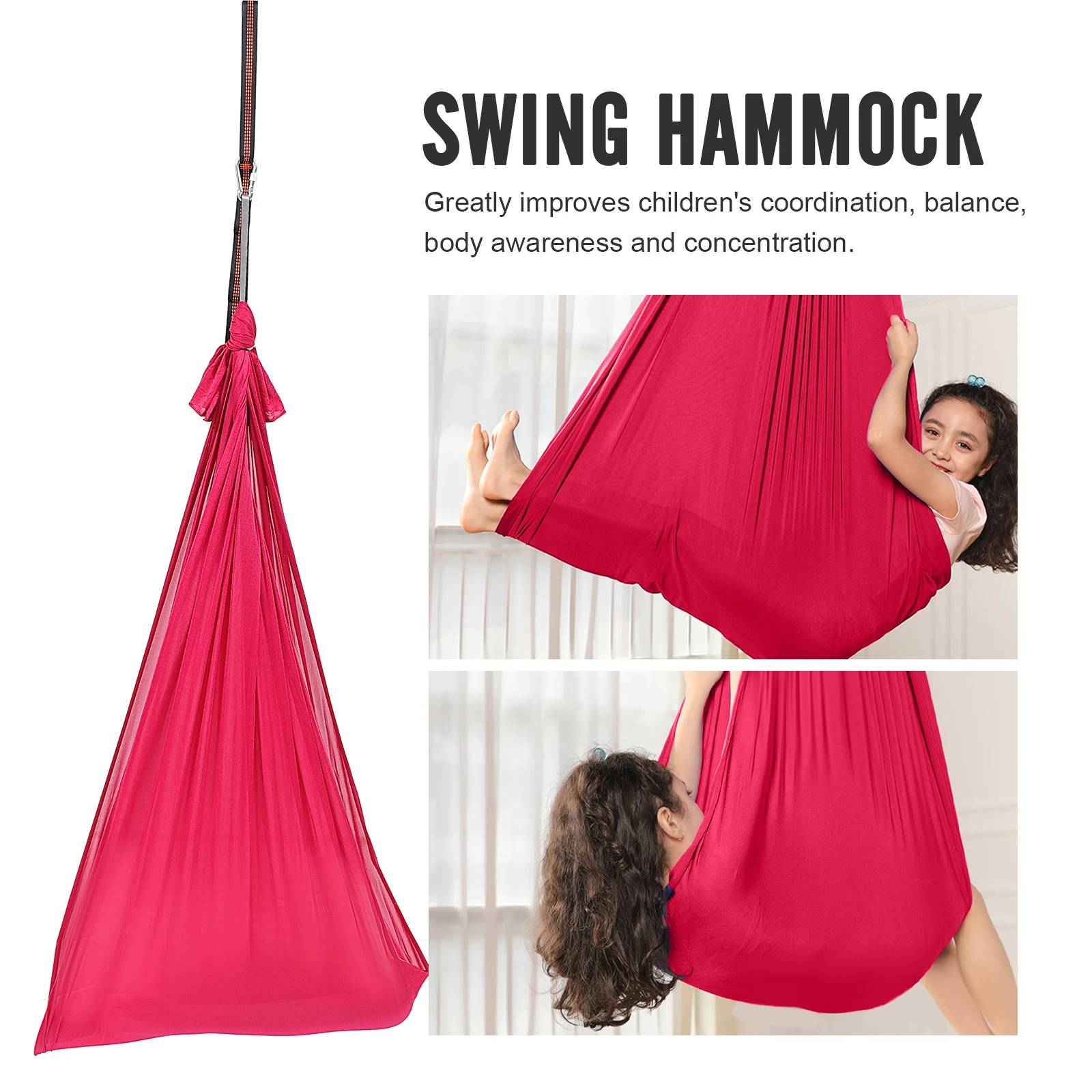 

Children Sensory Swing 1m Locks Yoga Hammock Hanging Rope Kids Fitness Accessories Nylon Durability