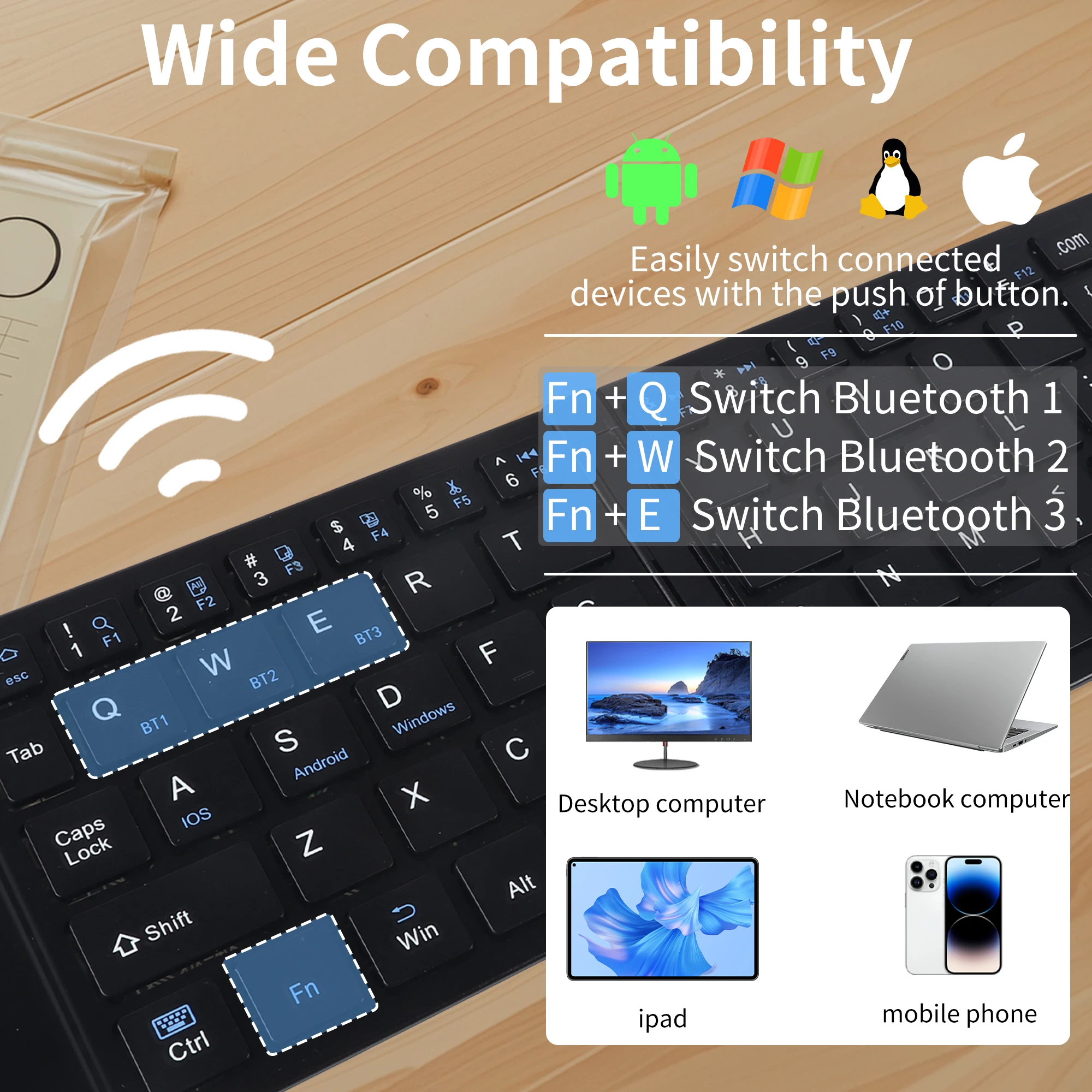 Opvouwbaar magnetisch toetsenbord Oplaadbaar Bluetooth Drievoudig kanaal Breed compatibel lichtgewicht draagbaar toetsenbord