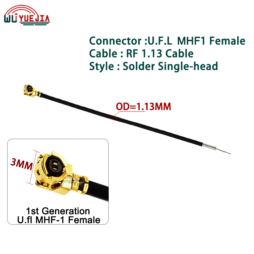 5Pcs/Lot RF1.13 Cable U.fl-MHF-Compatible MHF-1-4/UFL MHF4 Female Jack Connector 113 Coaxial Jumper WIFI Extension Cable 5~100CM