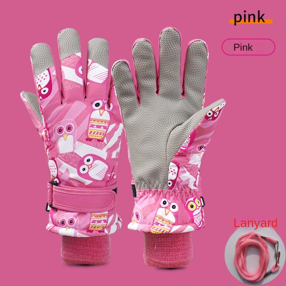 1 Pair of Skating Accessories Warm Ski Gloves Windproof Thickening Children's Gloves Cartoon Plush Winter Gloves Outdoor Sports