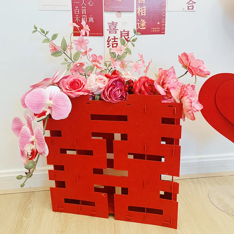 الزفاف الصيني Xi كلمة بطاقة بريدية الإبداعية الصغيرة بطاقة المعايدة غرفة الزفاف بطاقة الديكور حائط الخلفية ترتيب الإمدادات #3