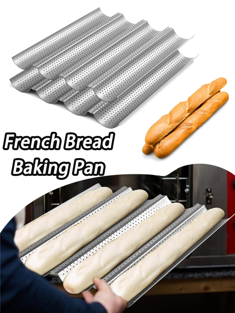 French Bread Baking Pan Baking Pan Carbon Steel Baguette Pan French Bread 3 Wave Loaves Loaf Bake Mold kitchen Tray