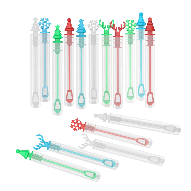 Jouet soufflant de bulles pour enfants, série de noël, mini petit tube à essai compact et portable de 10CM, bâton à bulles avec eau à bulles