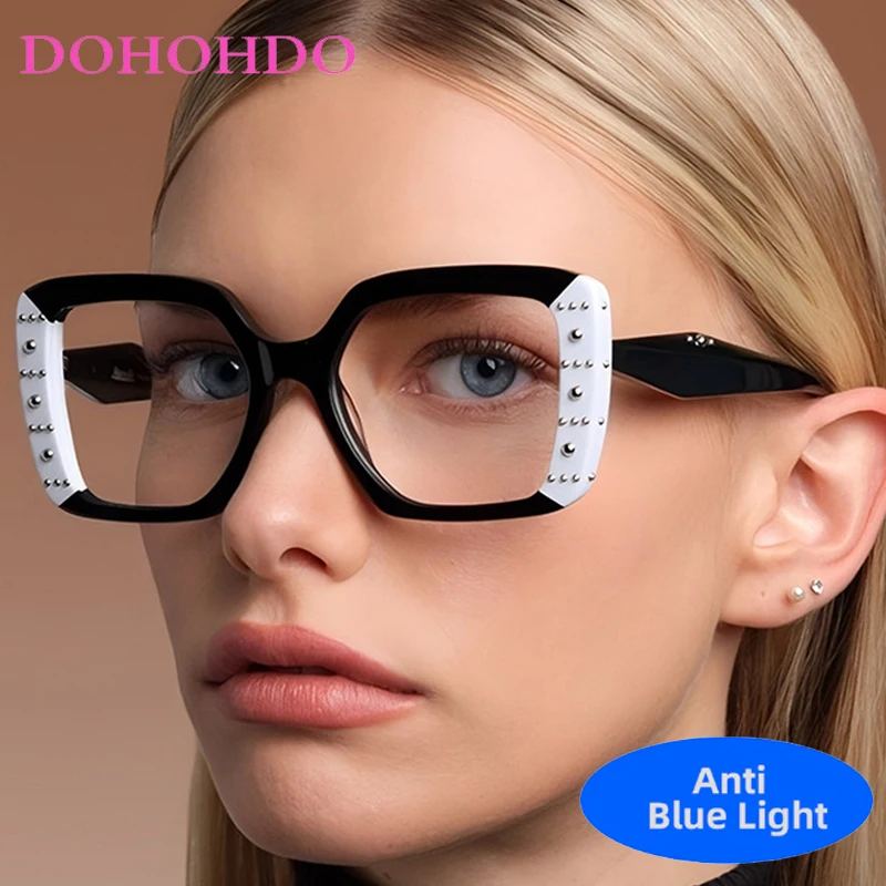 

2025 Luxury Brand Design Square Imitation Diamond Anti-Blue Light Glasses Women Men Optical Computer Protection Eyeglasses Очки