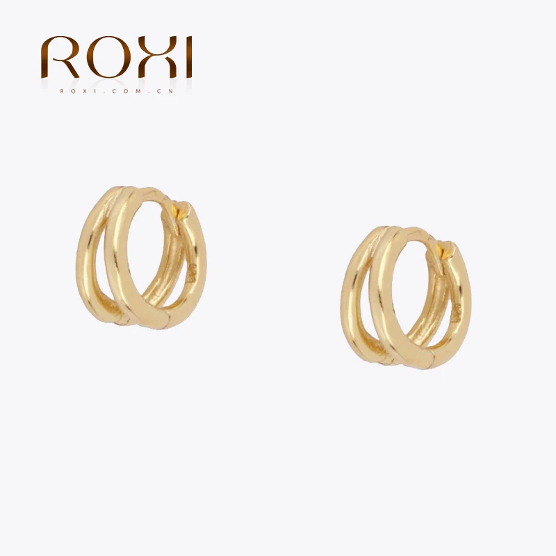 ROXI Glossy Small Double Round Hoop Earrings for Women Girls Birthday Wedding Earrings 925 Sterling Silver Jewelry Oorbellen