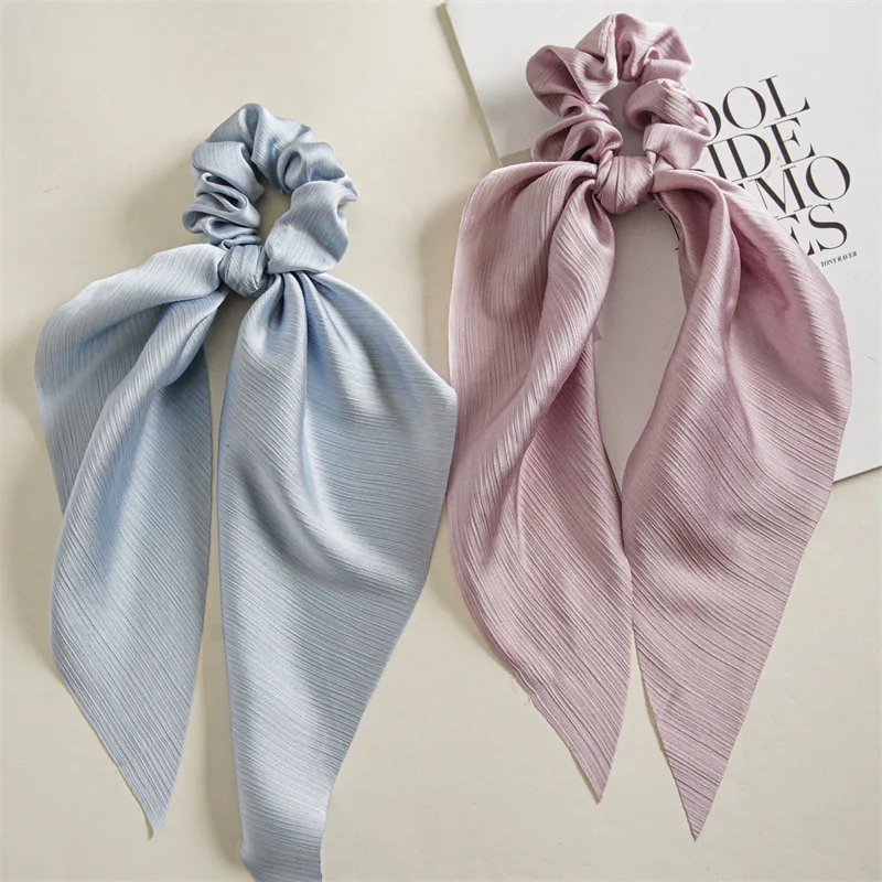 Reine Farbe Lange Band Schleife Scrunchies Satin Pferdeschwanz Mode Haargummis Frauen Mädchen Elastische Haarbänder Kopfbedeckung Haarschmuck – Detail 9