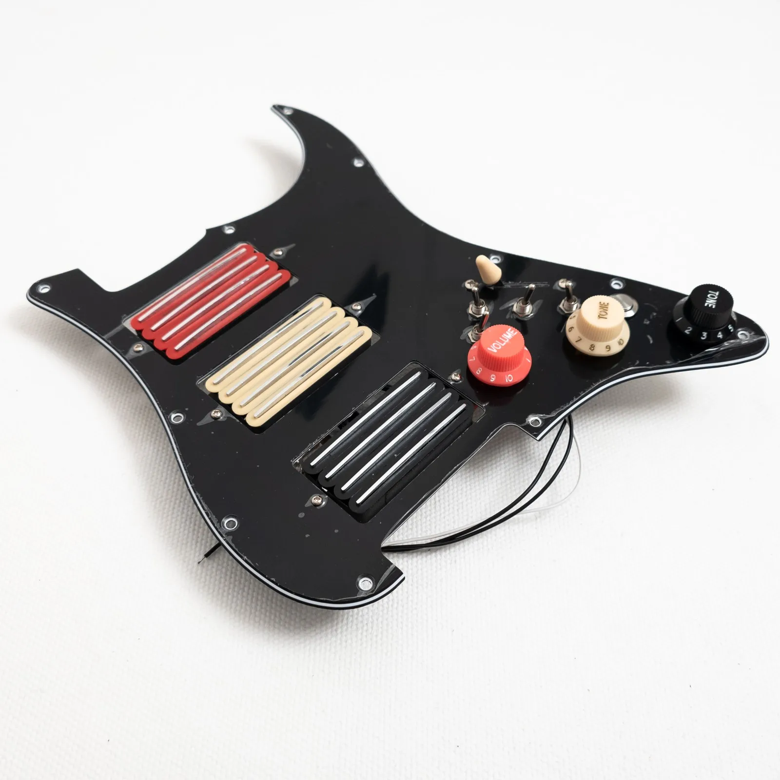 HHH High Output Prewired Loaded Pickguard for ST Style Electric Guitar,Triple Humbucker Pickup Coil Split Switches, Mute Switch view 3
