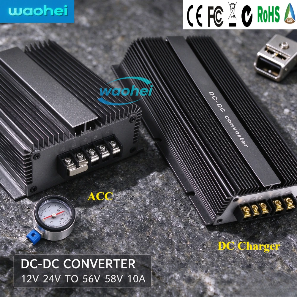 Step Up DC To DC Converter 12V 24V TO 56V 58V 10A Battery Charger Transformer Power Supply for Automobiles or Auxiliary Batterie