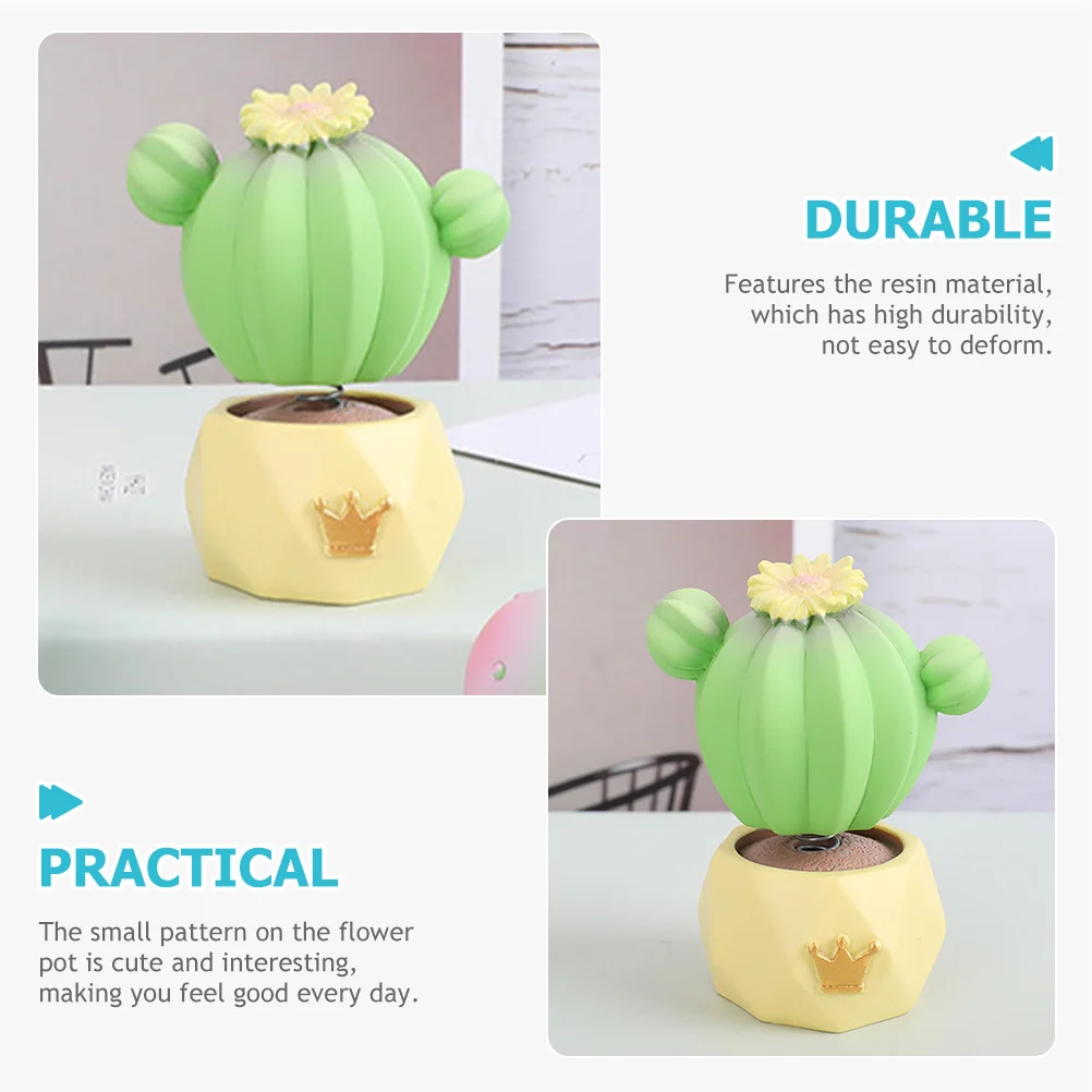 

Simulated Potted Cactus Resin Spring Car Dashboard Decoration Miniature Plant Ornament Home Office Desktop Decor
