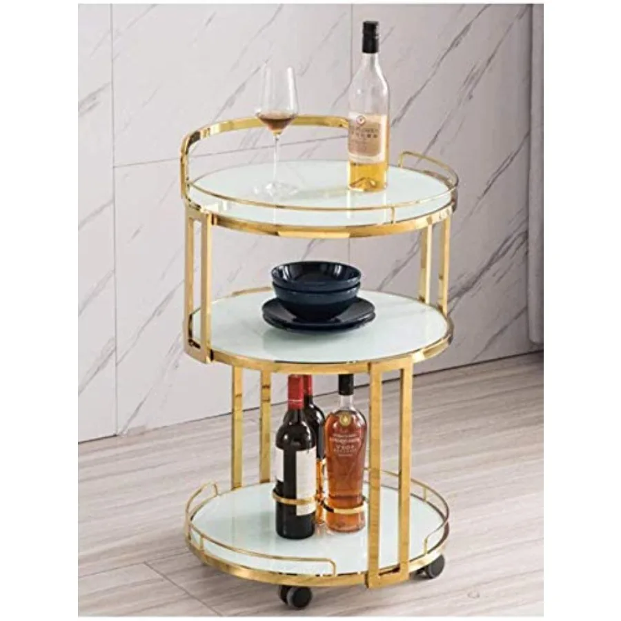 

Mobile Kitchen Trolley Bar Cart Cabinet on Wheels Wine Tea Drink Serving Cart for Home Hotel
