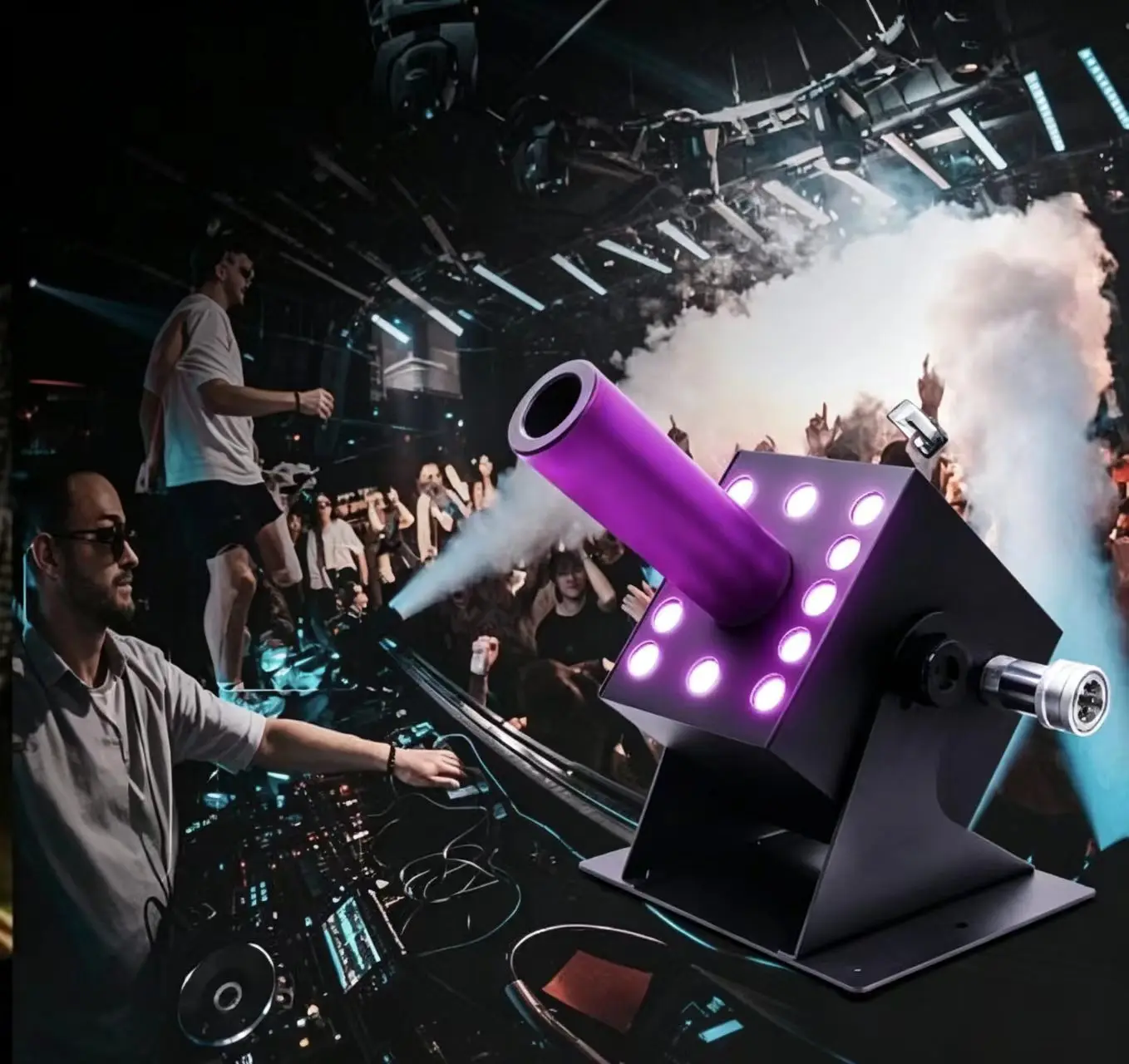 Professional Electric Stage Equipment LED CO2 Fog Machine Jet Cannon Single Pipe 250W for Nightclubs Parties Festivals