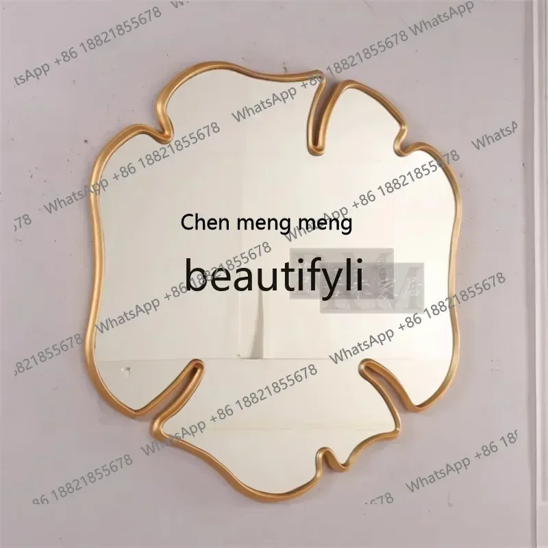 124 * 126 special-shaped high-end art hanging mirror modern light luxury petal shape decorative entrance fireplace mirror
