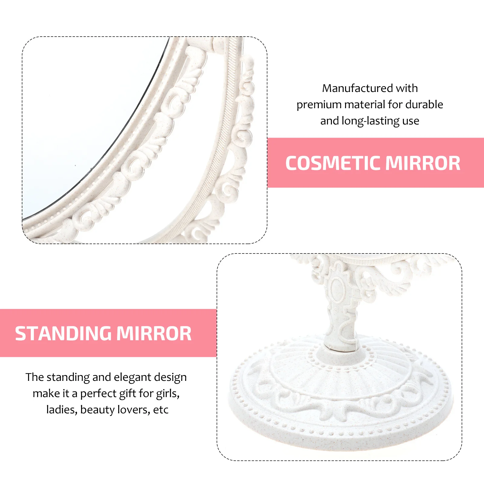 Double-Side Makeup Mirror Vintage Oval Desktop Tabletop Mirror for Bedroom Vanity Use Elegant Desktop Decoration
