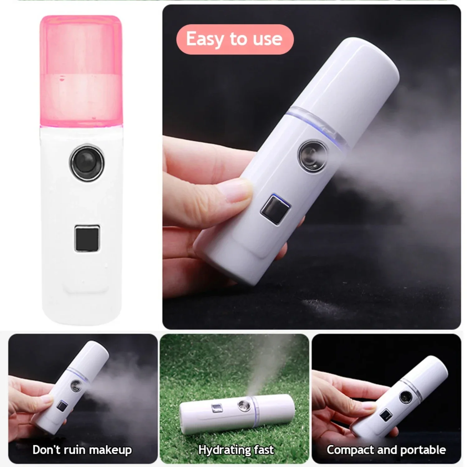 Compact Chargeable Personal Facial Sprayer Atomizer with 30ml Capacity - Bedroom Mist Cooler Featuring Stylish Rain Cloud Design