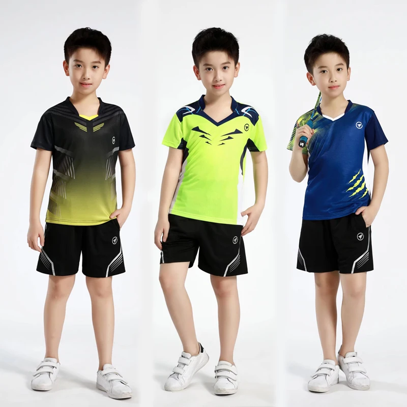 New badminton tshirt Boys sports uniform kids tenis mujer child Table Tennis Sets tennis shirt with shorts Girls Running wear