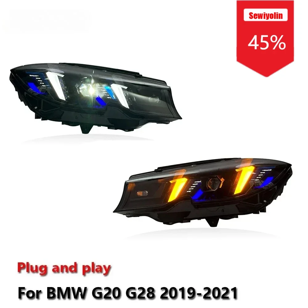 

Автомобильные светодиодные фары Sewiyolin в сборе для BMW G20 G28 2019-2021, лазерные автоматические противотуманные фары желтого и белого цвета DRL, вилка стоп-сигнала поворота