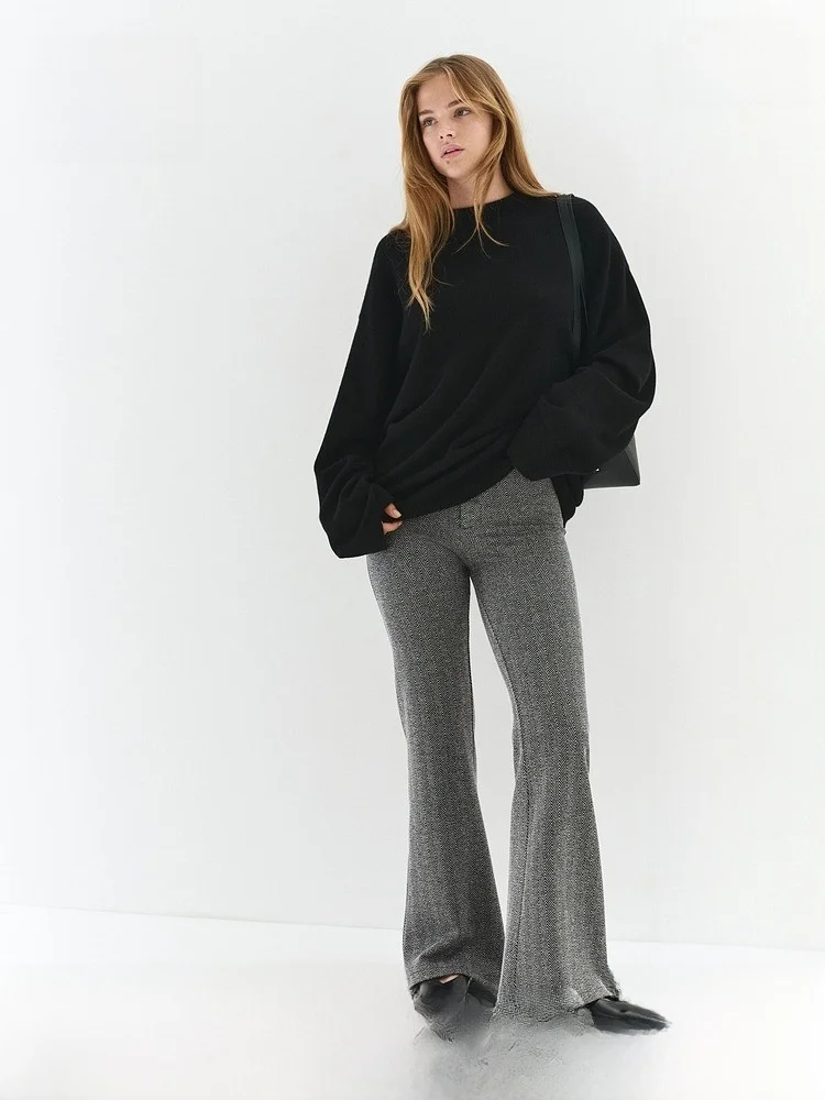 Taille haute confortable banlieue pantalons décontractés femmes Faion Bell Bot pantalon automne Collection H & M dames Premium