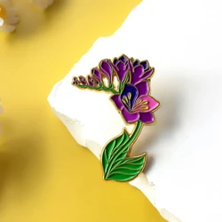 Beautiful Iris Hard Enamel Pin Flower Floral Brooch for Jewelry Accessory Gifts for Botantists Wholesale