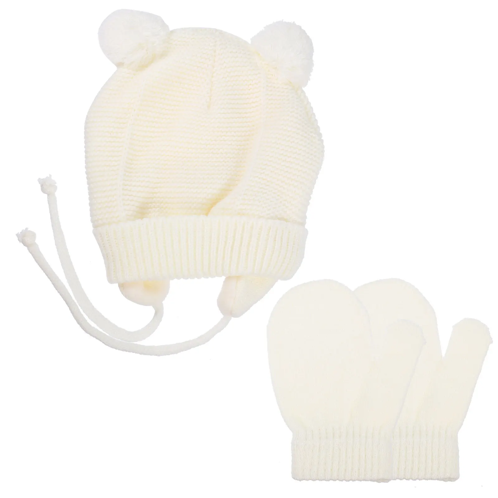 

Knitted Hat Caps Toddler Gloves Pompom Earflap Newborn Warm Baby Beanie Infant Gloves Photo Props Christmas