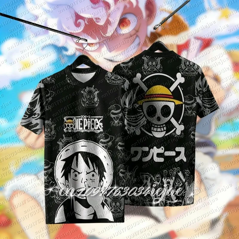 2026 Anime One Piece Luffy Bedruckte Fußballtrikots für Erwachsene/Kinder Lässiges Harajuku Kurzarm-T-Shirt Luffy Neue Cosplay-Kleidung