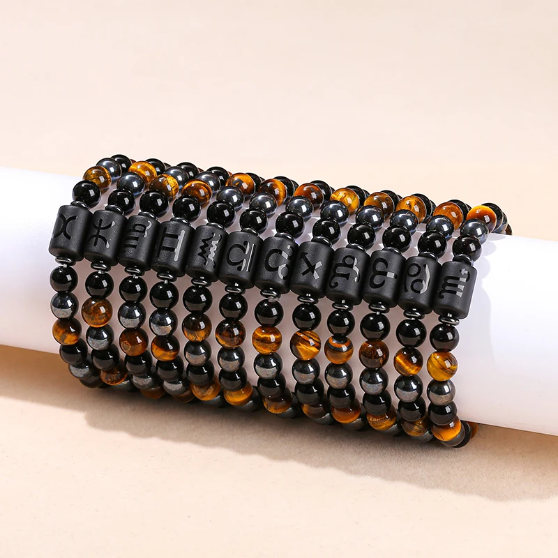 JD زودياك تسجيل سوار أوم 12 كوكبة الحجر الطبيعي أساور الجوزاء العذراء ليو الميزان سوار النساء الرجال الصداقة هدية #6