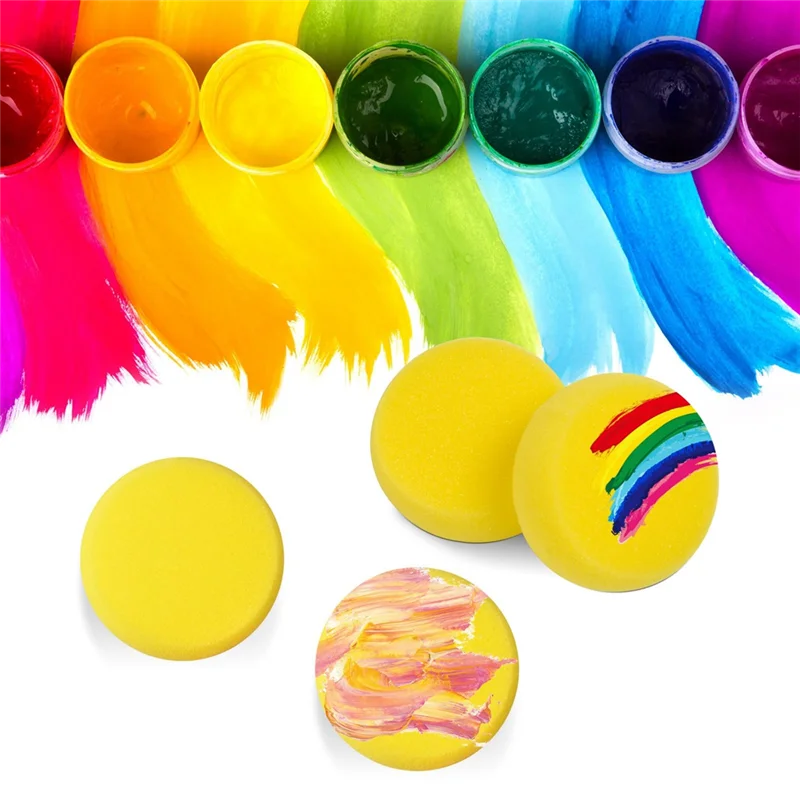 ABBN-70Pcs Runde Malerei Schwamm 3 Zoll Gelb Synthetische Schwamm Aquarelle Künstler Schwamm Für Malerei, Töpferei Ton Kunst Handwerk du